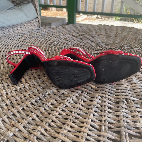 red studded Cape Robbin strappy heels - Picture 3 of 5